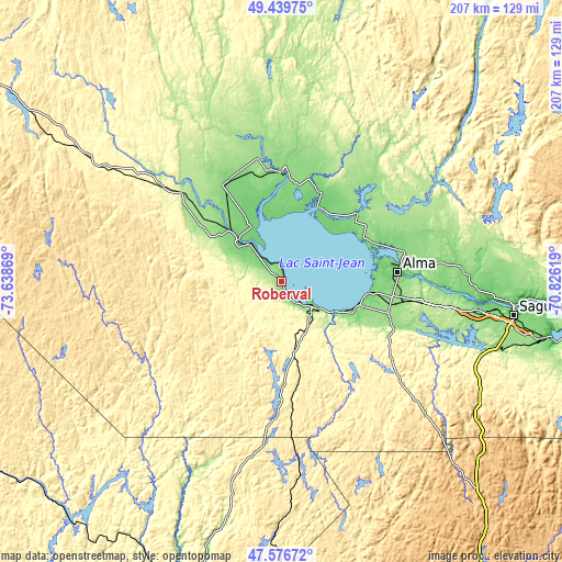 Topographic map of Roberval
