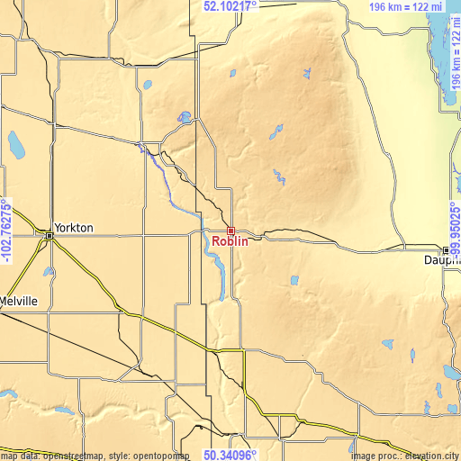 Topographic map of Roblin
