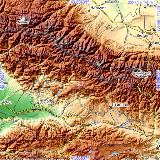 Topographic map of Oni