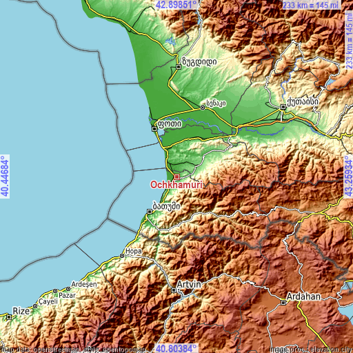 Topographic map of Ochkhamuri