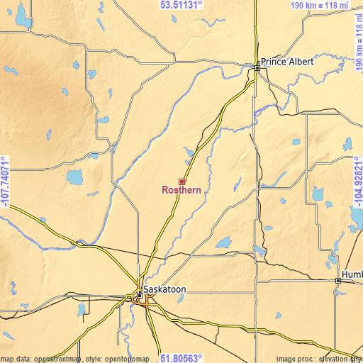 Topographic map of Rosthern