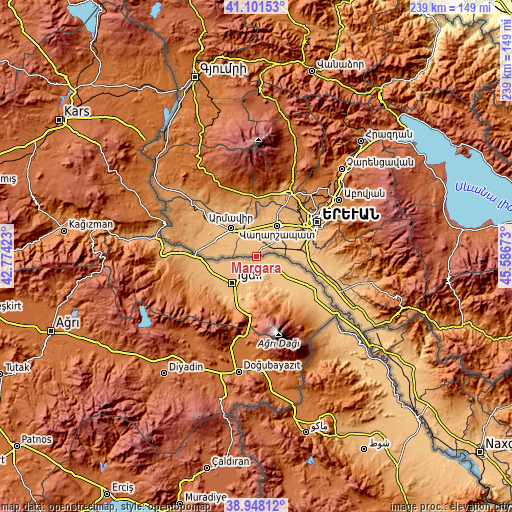 Topographic map of Margara