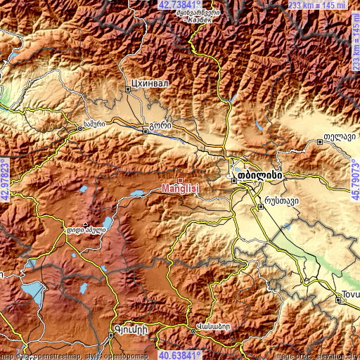 Topographic map of Manglisi