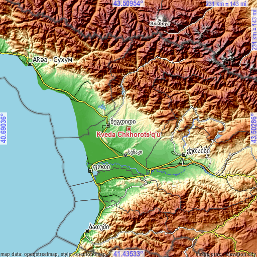 Topographic map of Kveda Chkhorots’q’u