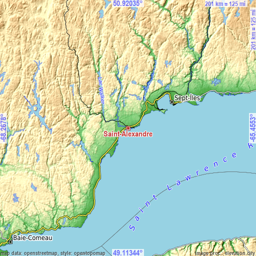 Topographic map of Saint-Alexandre