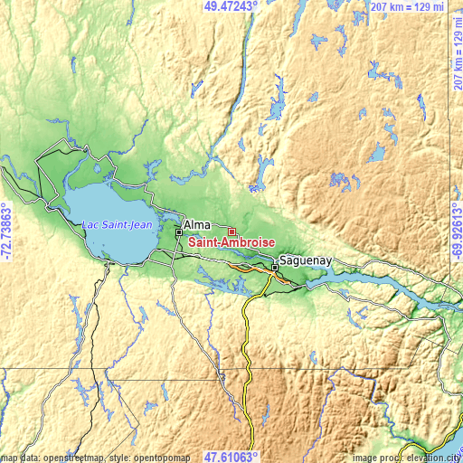 Topographic map of Saint-Ambroise