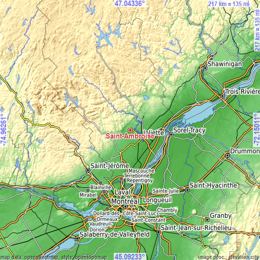 Topographic map of Saint-Ambroise