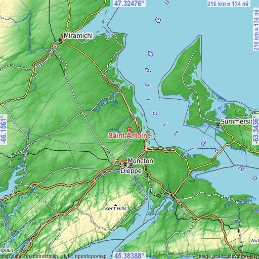 Topographic map of Saint-Antoine