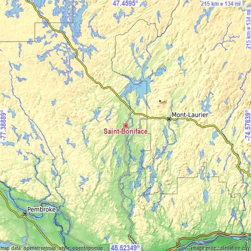 Topographic map of Saint-Boniface