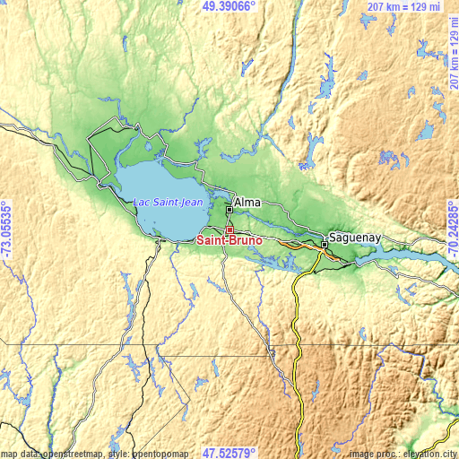 Topographic map of Saint-Bruno