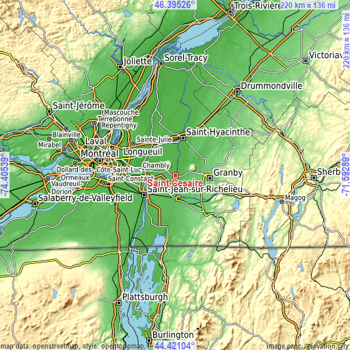 Topographic map of Saint-Césaire