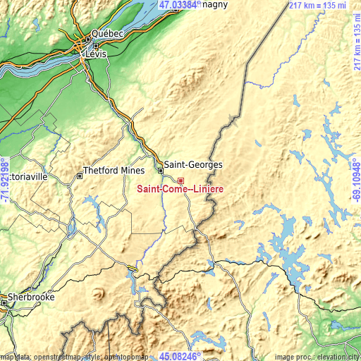 Topographic map of Saint-Côme--Linière
