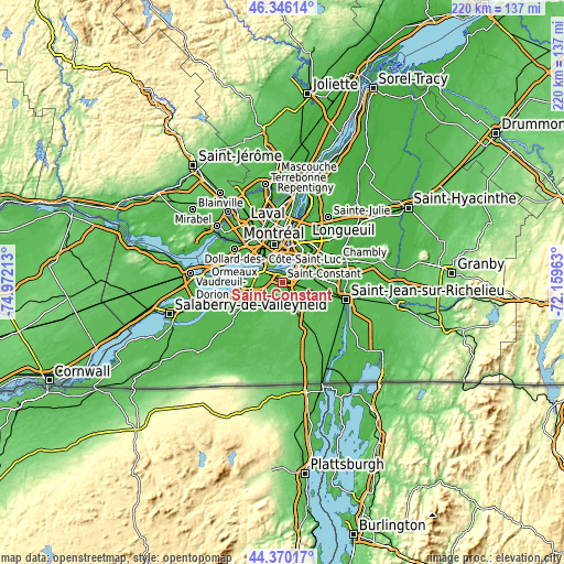 Topographic map of Saint-Constant