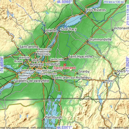 Topographic map of Saint-Damase