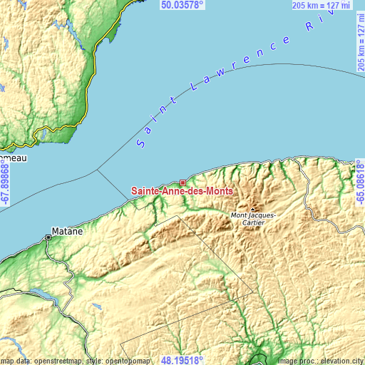 Topographic map of Sainte-Anne-des-Monts