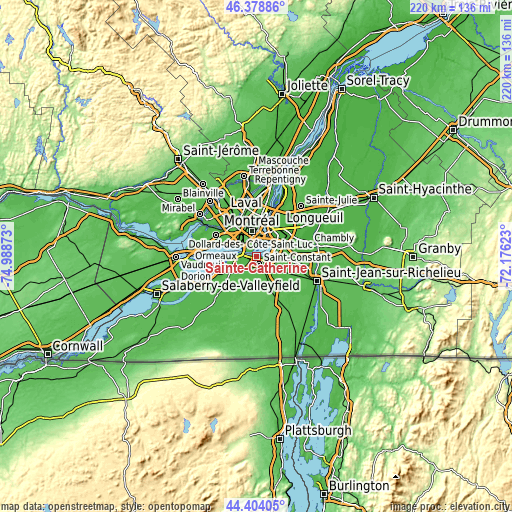 Topographic map of Sainte-Catherine