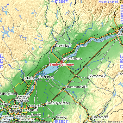 Topographic map of Sainte-Catherine