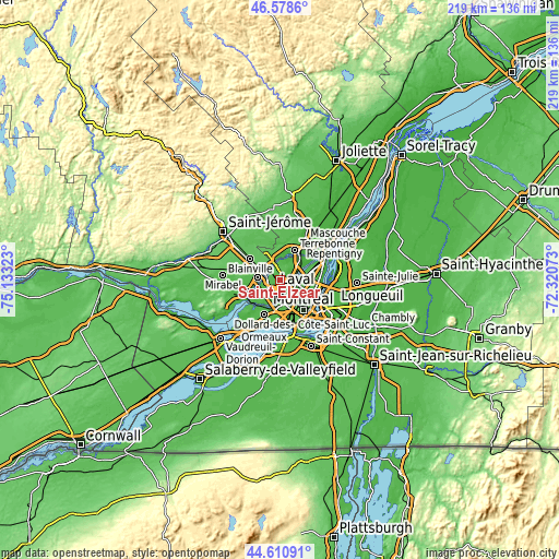 Topographic map of Saint-Elzéar