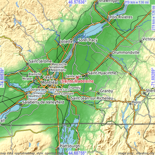 Topographic map of Sainte-Madeleine