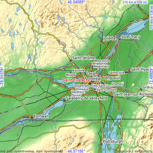Topographic map of Saint-Eustache
