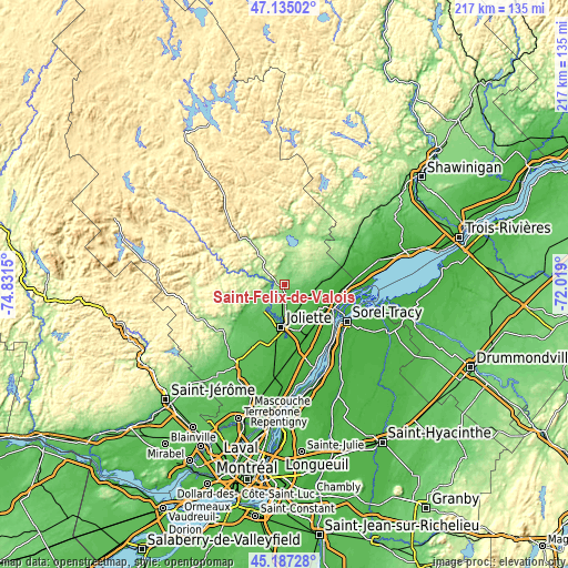 Topographic map of Saint-Félix-de-Valois