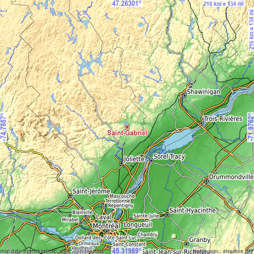 Topographic map of Saint-Gabriel
