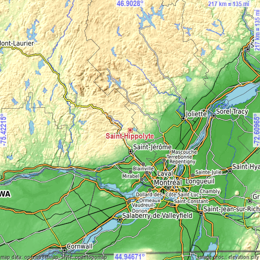 Topographic map of Saint-Hippolyte