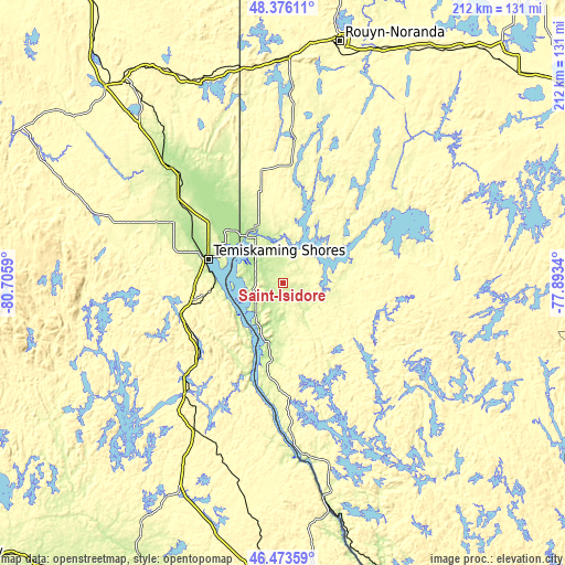 Topographic map of Saint-Isidore