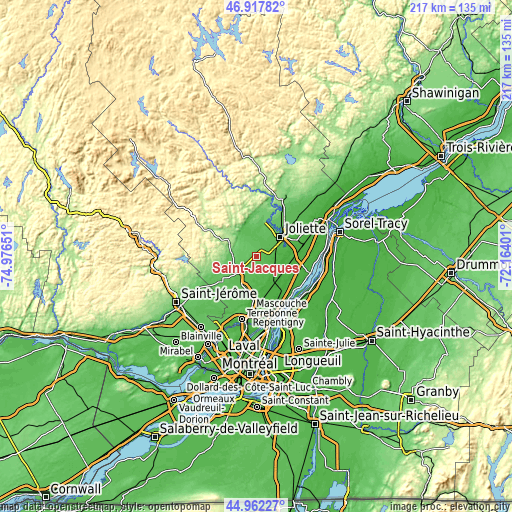 Topographic map of Saint-Jacques