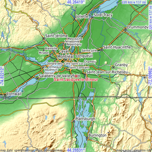 Topographic map of Saint-Jacques-le-Mineur