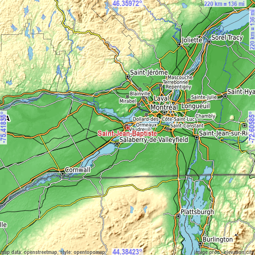 Topographic map of Saint-Jean-Baptiste