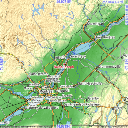 Topographic map of Saint-Joseph
