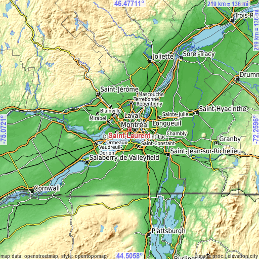 Topographic map of Saint-Laurent
