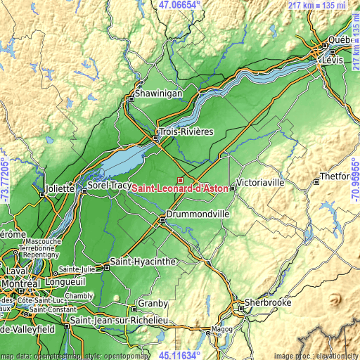 Topographic map of Saint-Léonard-d'Aston