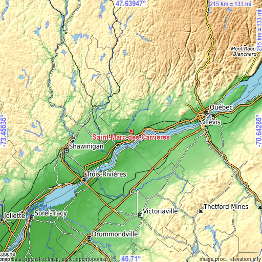 Topographic map of Saint-Marc-des-Carrières