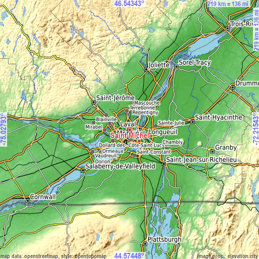 Topographic map of Saint-Michel