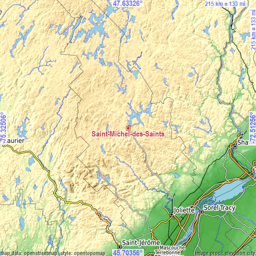 Topographic map of Saint-Michel-des-Saints