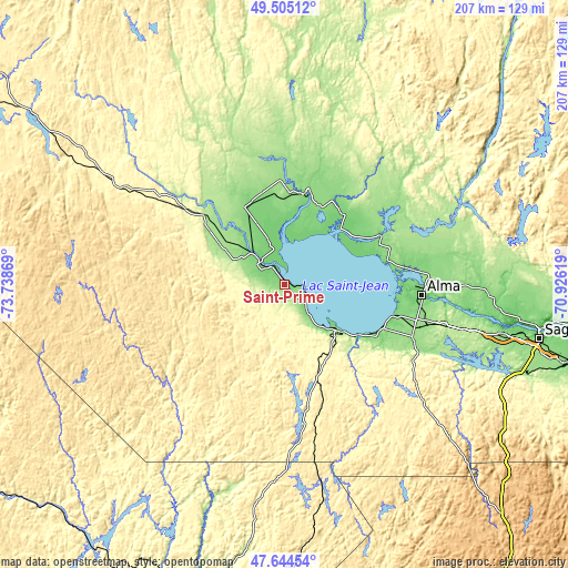 Topographic map of Saint-Prime
