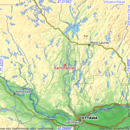 Topographic map of Saint-Raphaël