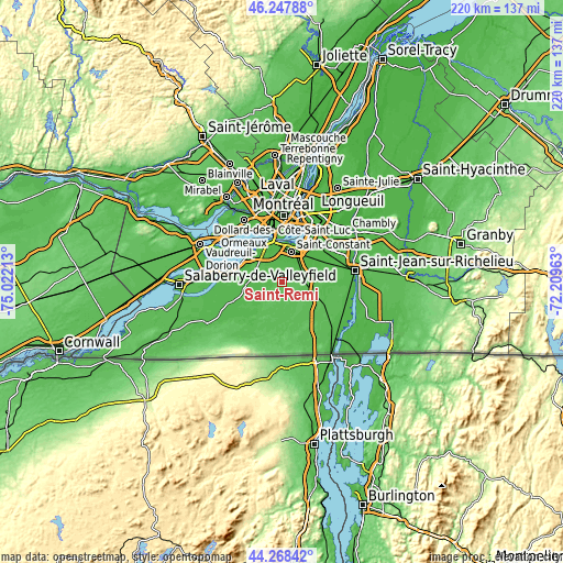 Topographic map of Saint-Rémi