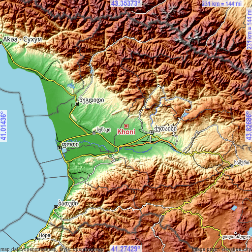 Topographic map of Khoni