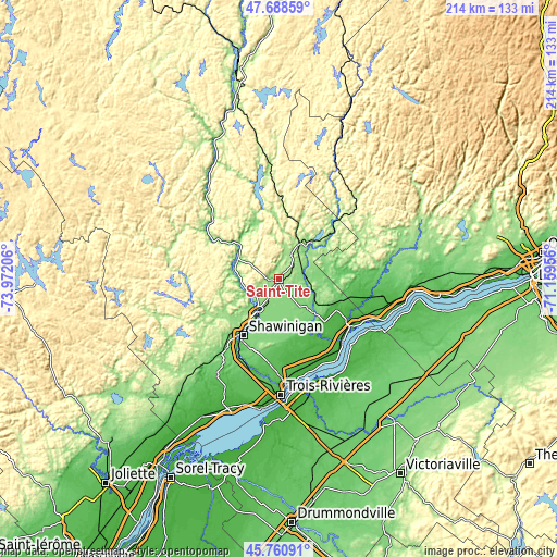 Topographic map of Saint-Tite
