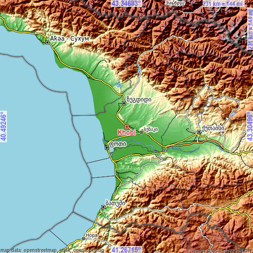 Topographic map of Khobi