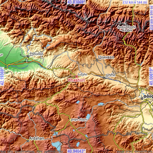 Topographic map of Khashuri