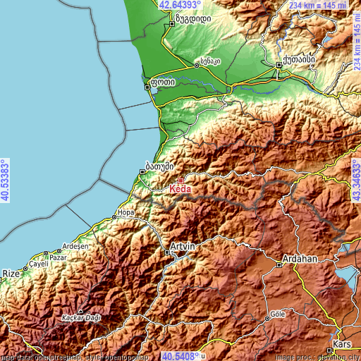 Topographic map of Keda