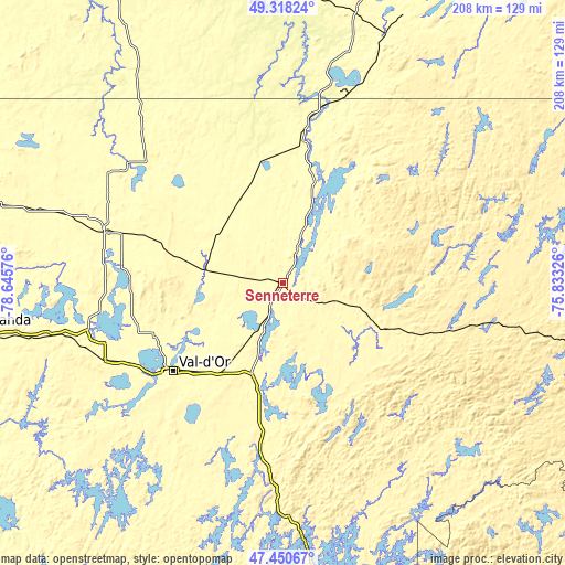 Topographic map of Senneterre