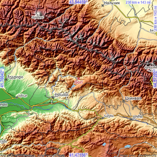 Topographic map of Gori