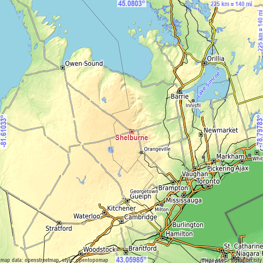 Topographic map of Shelburne