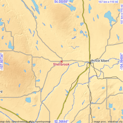 Topographic map of Shellbrook