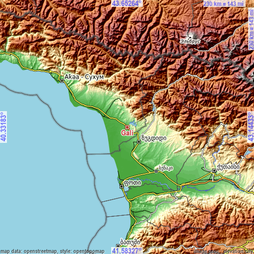 Topographic map of Gali